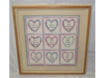 Charles F Humphrey, Love Is Patient Love Is Kind Floral Hearts Print Framed