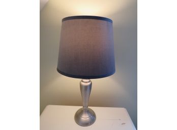 Table Lamp - Silver Metal Lamp With Gray Shade