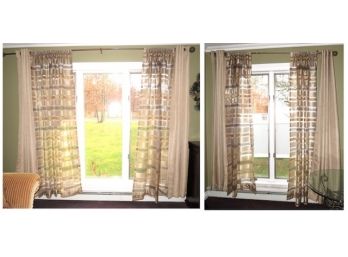 Threshold Drapes With Sheer Curtains & Curtain Rod - Pair Of 2