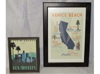 City Of Angles, Los Angeles & Venice Beach Framed Poster Prints - Assorted Set Of 2