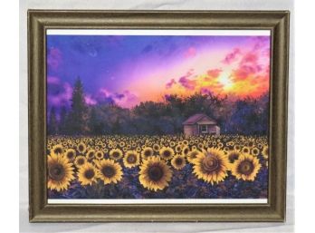 Bekim M 'sunflower Field Purple' Framed Decor