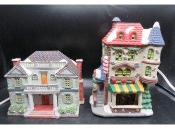 1994 Lemax Dickensvale Porcelain Lighted Houses - Assorted Set Of 2 - In Original Boxes