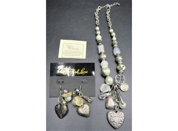 Park Lane Heart-shaped Necklace & Matching Earrings - Set Of 2 - New
