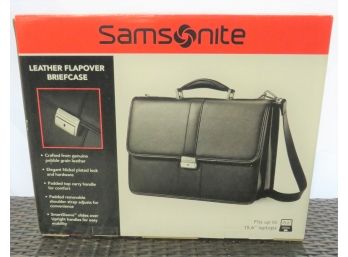 Samsonite Leather Flapover Briefcase - New In Box