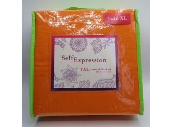 Self Expression Twin XL Orange Sheet Set  - New