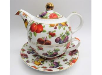 Teapot, Teacup, Saucer Set - Floral Pattern