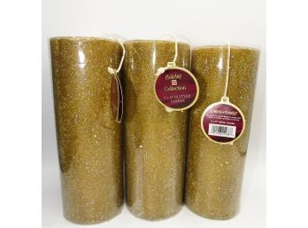 Linens N Things Holiday Collection Glitter Candles - Set Of 3 - New
