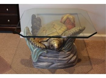 Detailed Sea Turtle Glass Top Table