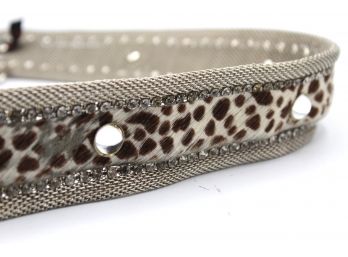 Nanni Woman's Belt W/ Cubic Zirconias Made In Italy