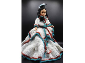 Native American Doll W/ Hand Kitted Dress & Jewelry