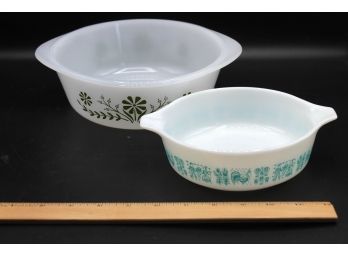 Pyrex 1pt & Glasbake 1/2qt Dishes Lot Of 2 Made In USA