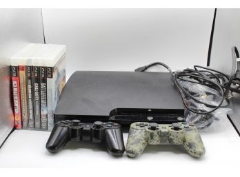Sony Playstation 3 Video Game Console W/ 2 Controllers & 6 Games