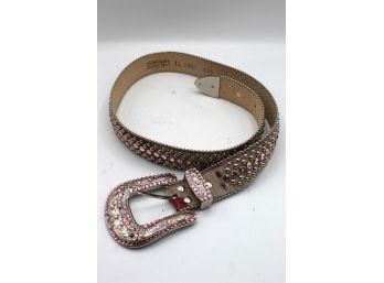 B.b. Simon Swarovski Crystal Leather Belt Features Real Horse Hair  Made In USA