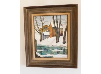 Vintage Signed KshKuda Oil On Canvas Framed Painting - Made In Mexico