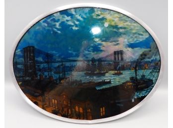 View From South Street Seaport - Oval Art - Stained Glass