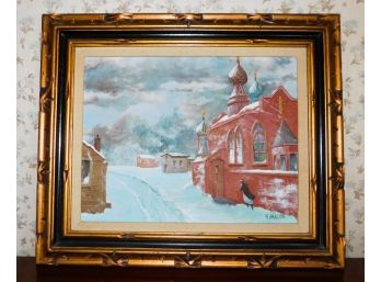 Vintage Signed KshKuda Oil On Canvas Framed Painting