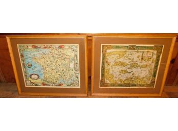 2 Framed Maps  - The Story Map Of The West Indies - The Story Map Of France