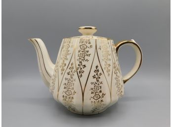 Sadler England China Teapot With Gold Tone Floral Design