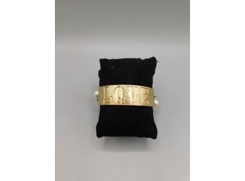 'Love' Gold Tone Faux Pearl Half Cuff Chain Bracelet