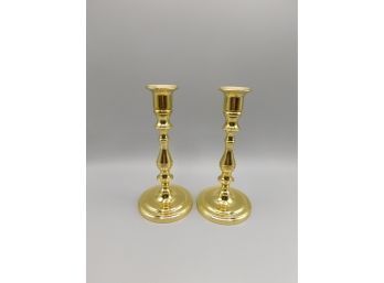 Vintage Small Brass Candlestick Holders - Set Of Two