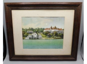 Antique Framed Post Card Reprint 'the Wawbeek Hotel Up. Saranac Lake, N.y.'