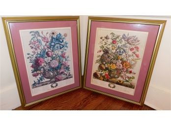 Framed Floral Prints 'may' & 'June' Lot Of 2
