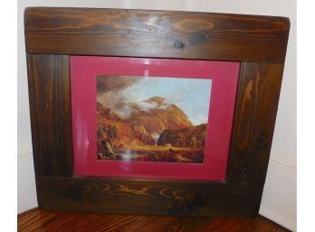 Wood Framed Mountain Scene Artwork