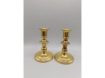 Baldwin Vintage Brass Candlestick Holders With Candlesticks - Set Of Two