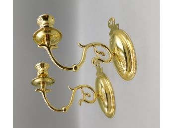 Gold Tone Wall Mounting Candelabra Sconces - Set Of Two