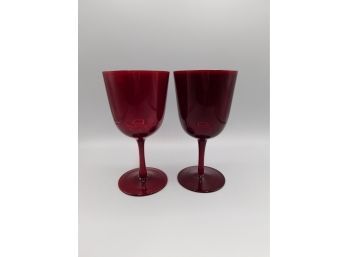 Red Glass Wine Glasses - Set Of Two