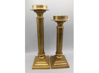 Hand Crafted Solid Brass Candle Holders Made In India Lot Of 2