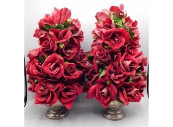 Christmas Luxe 'Velvet Roses' Decorative Christmas Trees - Set Of Two