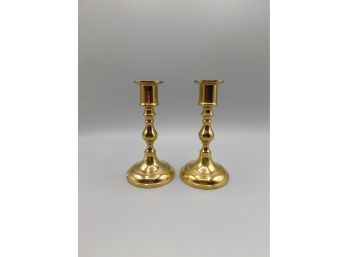 Valsan Portuguese Brass Candlestick Holders - Set Of Two