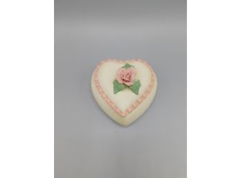 Rose Frosted Ceramic Heart Shaped Trinket Dish