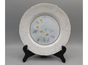Daisy Gold Tone Trim Decorative Plate