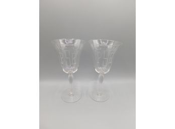 'PSR' Etched Monogram Wine Glasses - Set Of Two