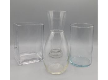 Assorted Lot Of Glass Flower Vases - Set Of Four