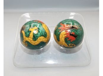 Pair Of Chinese Dragon Style Baoding Balls