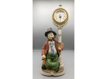 Melody In Motion Waco Ceramic Sad Clown Figurine Battery Operated Clock