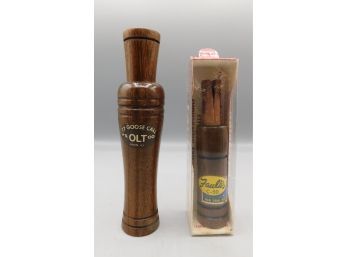 Faulks C-50 Crow Call With Box / OCT 77 Wooden Goose Call