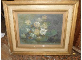 Vintage Oil On Canvas Floral Pattern Framed