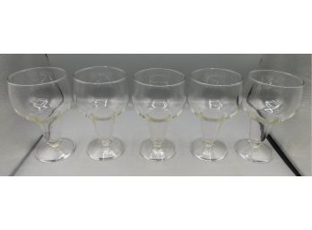 Mid Century Glass Pilsner Drinking Glasses - Lot Of 6