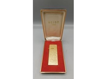 Vintage Nesor 106 Gold Plated Lighter With Case