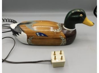 Vintage 80's Telemania Quacky II Wood Mallard Duck Telephone Landline Phone. Missing Base