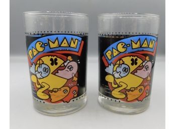 Vintage 1980 Pac Man Collectible Glasses-set Of Two