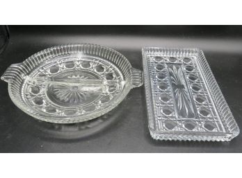 Cut Glass Serving Dishes - Set Of 2