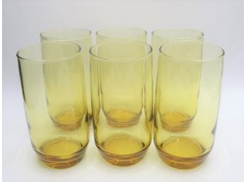 Amber Glass Drinking Glasses - Set Of 6