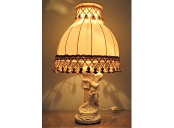 Cherub Table Lamp With Tassel Shade- Made In France