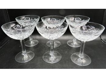 Cut Glass Stemmed Champagne Glasses - Set Of 6