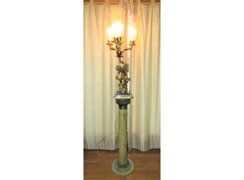Baccarat Marble & Brass Floor Lamp - 3-lights With Angel - From Italy